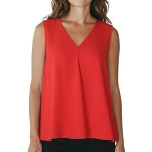 NWT VINCE CAMUTO Red Sleeveless V-Neck Relaxed Fit Blouse Size Large